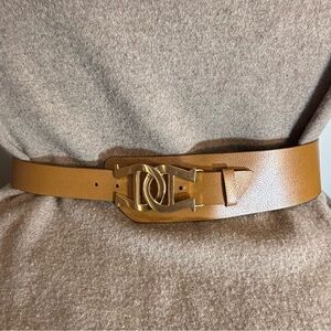 ETIENNE AGNIER Belt with Gold Pin. Closure Buckle Closure Vegan Leather Buckle